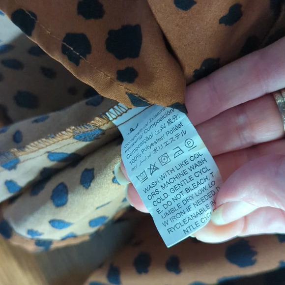 Shein Curve Long Sleeve Elastic Lantern Sleeve Leopard Print Brown Blouse 0XL - Picture 5 of 7